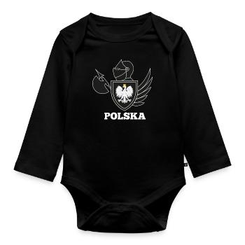 Polska Pologne Pologne Armoiries polonaises avec chevalier - Body Bébé bio manches longues - noir - Devant
