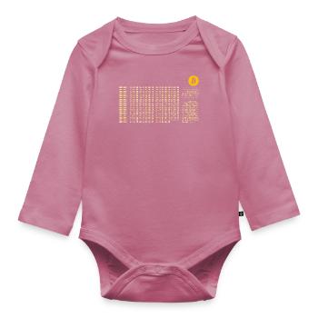 Bitcoin First Block Zero Nerd - Organic Longsleeve Baby Bodysuit - mauve - Front