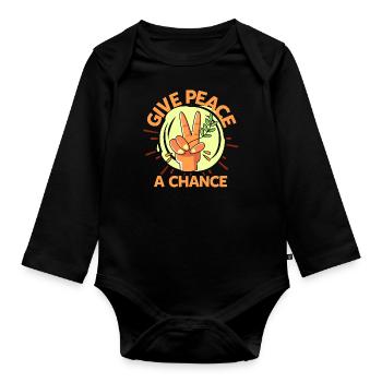 paix - Body Bébé bio manches longues - noir - Devant