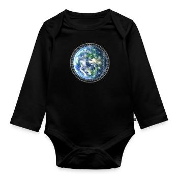 Gaia Blume des Lebens - Symbol der Schöpfung - Baby Bio-Langarm-Body - Schwarz - Vorne