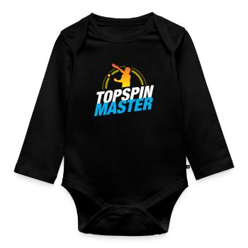 Tischtennis, Tischtennisspieler, Ping-Pong - Baby Bio-Langarm-Body - Schwarz - Vorne