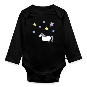 unicorn - Organic Longsleeve Baby Bodysuit - black - Front
