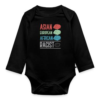 Against racism - Organic Longsleeve Baby Bodysuit - black - Front