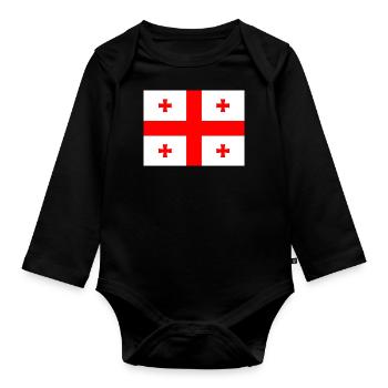 Flag of Georgia (ge) - Organic Longsleeve Baby Bodysuit - black - Front