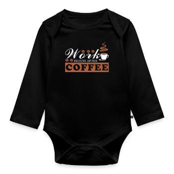 love coffee coffee break gift beans junkie - Organic Longsleeve Baby Bodysuit - black - Front