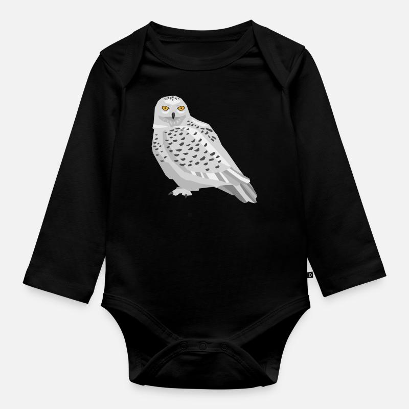 Eule - Baby Bio-Langarm-Body - Schwarz