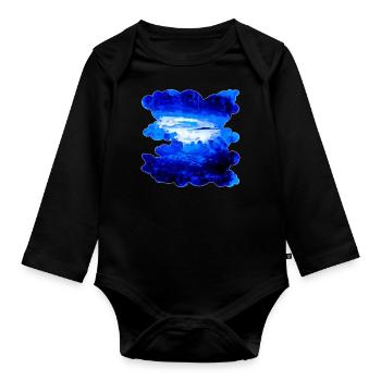 gxp cloudy sky blue splash of watercolor - Organic Longsleeve Baby Bodysuit - black - Front