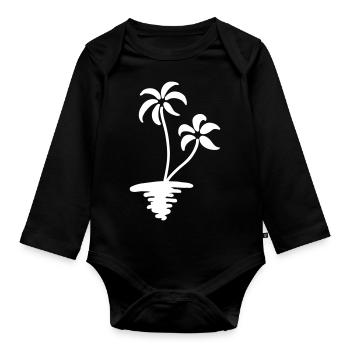Palm motif - Organic Longsleeve Baby Bodysuit - black - Front