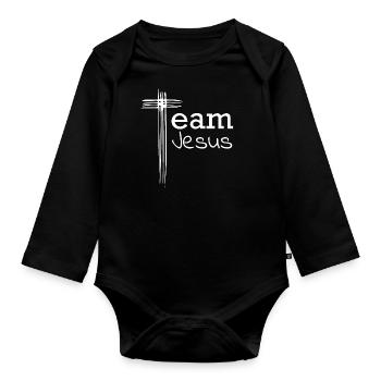 Équipe jésus - Body Bébé bio manches longues - noir - Devant
