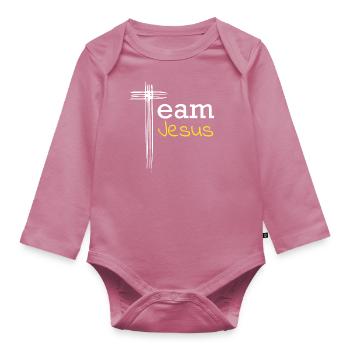 Team Jesus - Organic Longsleeve Baby Bodysuit - mauve - Front