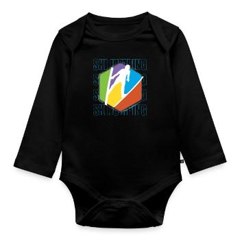 Ski jumping - Organic Longsleeve Baby Bodysuit - black - Front