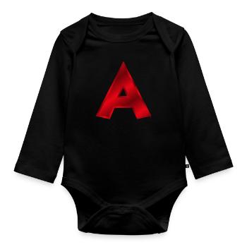 Rotes A - Baby Bio-Langarm-Body - Schwarz - Vorne