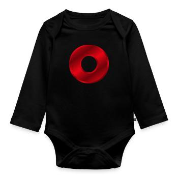Red o - Organic Longsleeve Baby Bodysuit - black - Front