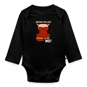 Angry Cat Dites Non, Idée Cadeau génial - Body Bébé bio manches longues - noir - Devant