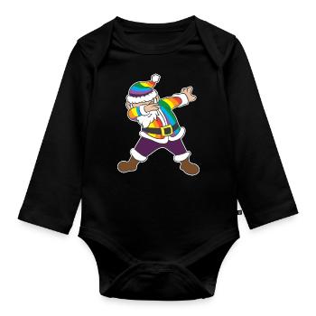 LGBT Rainbow Santa Gay LGBTQ Christmas Christmas Gift - Body Bébé bio manches longues - noir - Devant