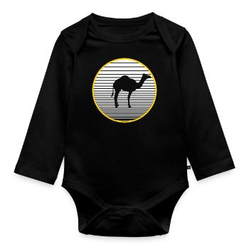 chameau - Body Bébé bio manches longues - noir - Devant