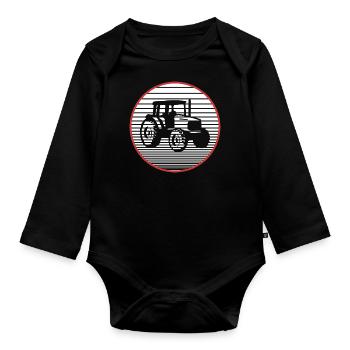 tractor - Organic Longsleeve Baby Bodysuit - black - Front