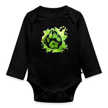 Paw print dog paw - Organic Longsleeve Baby Bodysuit - black - Front