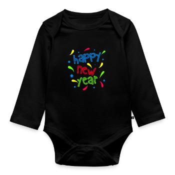 BONNE ANNÉE CÉLÉBREZ - Body Bébé bio manches longues - noir - Devant