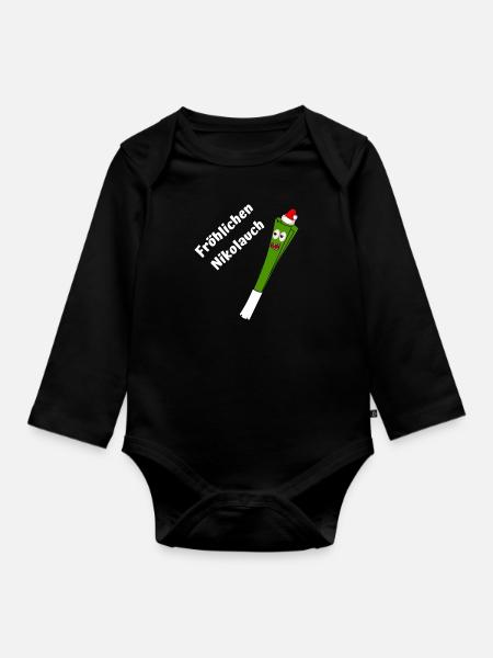 Fröhlichen Nikolauch - Baby Bio-Langarm-Body - Schwarz