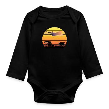 Savanne travel - Baby Bio-Langarm-Body - Schwarz - Vorne