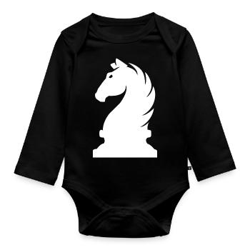 Springer Schach Pferd Schachspieler Geschenk - Baby Bio-Langarm-Body - Schwarz - Vorne