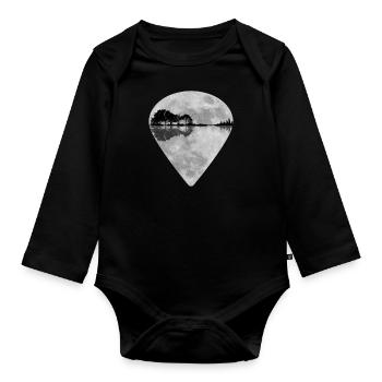 Full Moon Landscape Guitar Plectrum - Organic Longsleeve Baby Bodysuit - black - Front