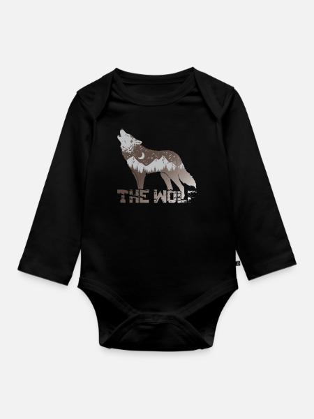 Der Wolf - Baby Bio-Langarm-Body - Schwarz