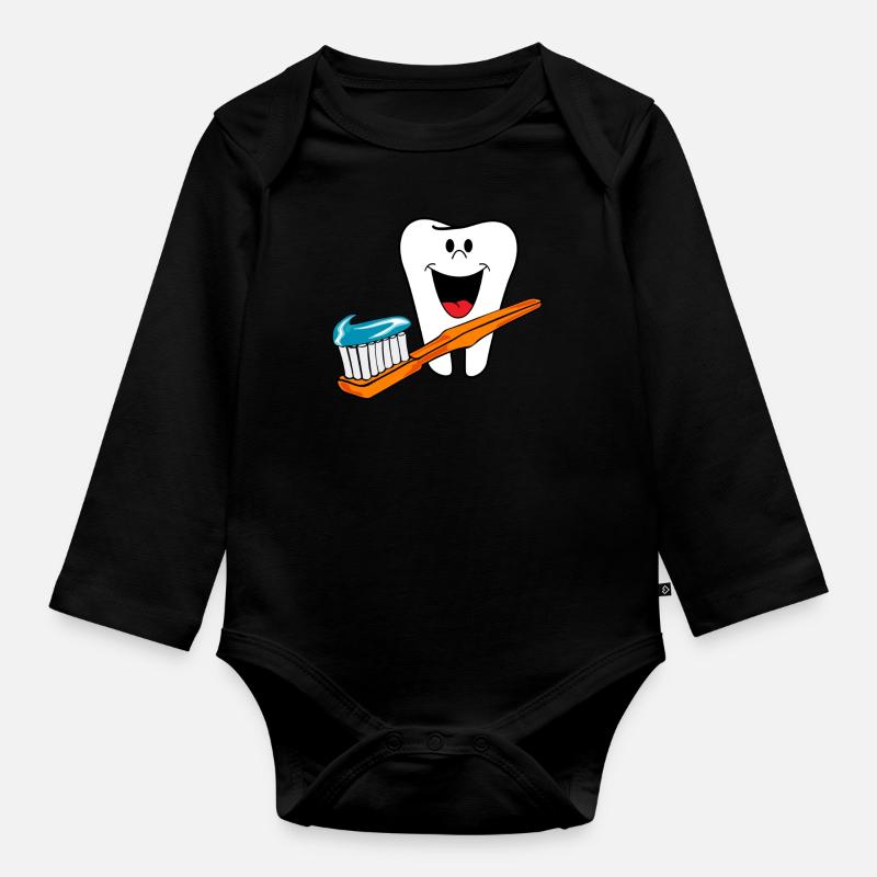Dents heureuses dents saines aiment rire - Body Bébé bio manches longues - noir