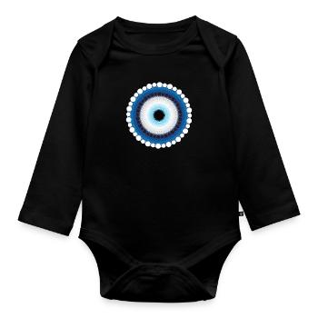 NAZAR BONCUK - BLUE EYE Protection symbol points - Organic Longsleeve Baby Bodysuit - black - Front