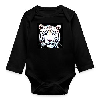 White Tiger - Organic Longsleeve Baby Bodysuit - black - Front