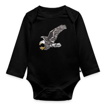 Adler Freiheit Eagle Adlerkopf Geschenk fliegen - Baby Bio-Langarm-Body - Schwarz - Vorne