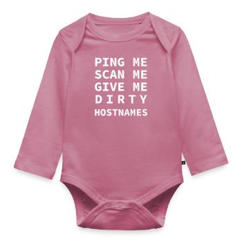 Ping Me Scan Me Dirty Hostnames Réseau Admin - Body Bébé bio manches longues - mauve - Devant