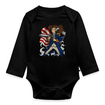 Patriotic Father Of Merica | Independence Day - Organic Longsleeve Baby Bodysuit - black - Front