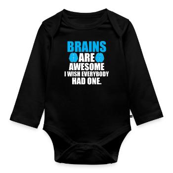 brains - Organic Longsleeve Baby Bodysuit - black - Front