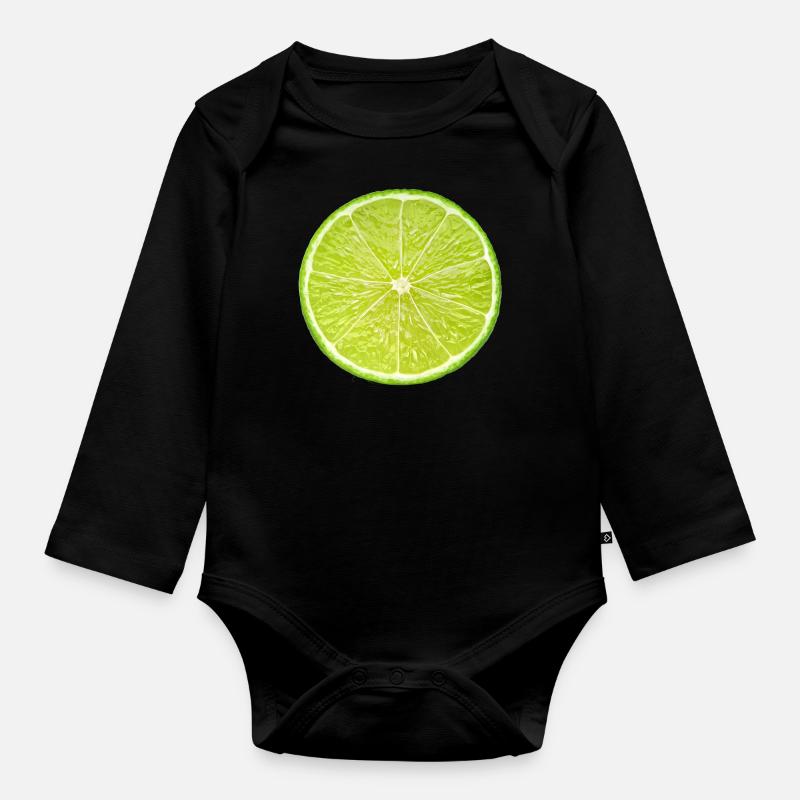 Limette - Baby Bio-Langarm-Body - Schwarz