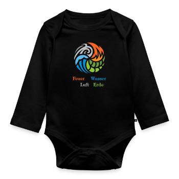 Les quatre éléments. Le feu, l’eau, l’air et la terre - Body Bébé bio manches longues - noir - Devant