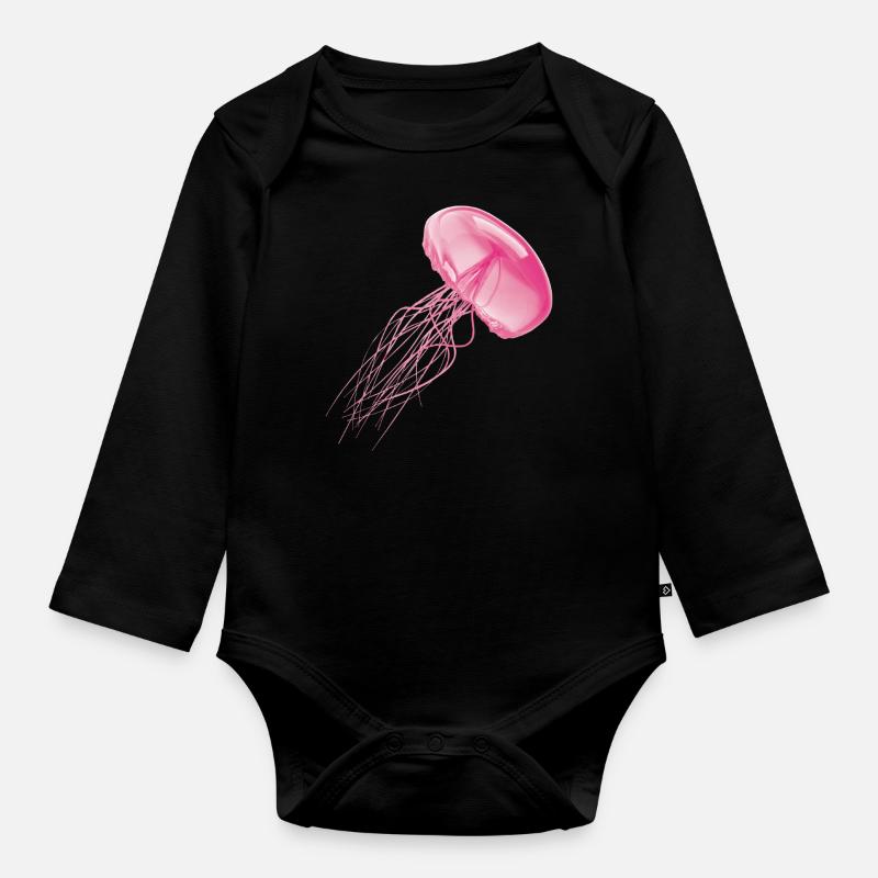 Qualle - Baby Bio-Langarm-Body - Schwarz