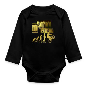 Evolution MTB, mountain bike, trial bike rider - Organic Longsleeve Baby Bodysuit - black - Front