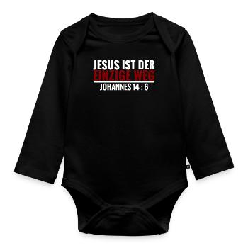 Jesus ist der einzige Weg Bibelvers Christlich - Baby Bio-Langarm-Body - Schwarz - Vorne