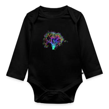 Goa Baum Neon psy psychedelisch Techno Party - Baby Bio-Langarm-Body - Schwarz - Vorne