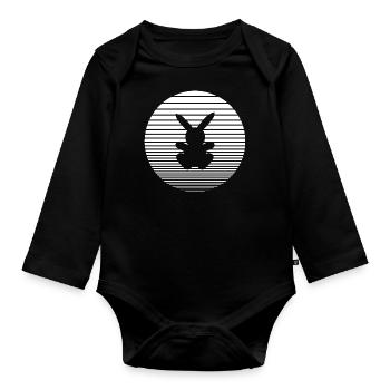 lièvre - Body Bébé bio manches longues - noir - Devant