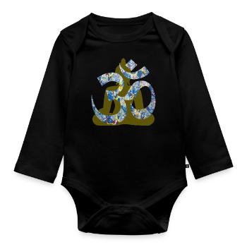 om mit buddha e 205 - Baby Bio-Langarm-Body - Schwarz - Vorne