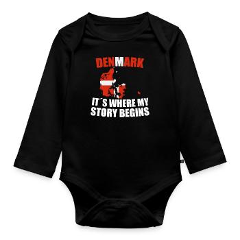 Denmark - Organic Longsleeve Baby Bodysuit - black - Front