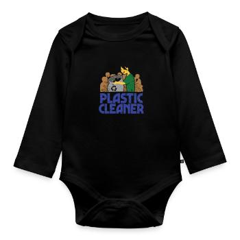 Plastic cleaner plastic garbage environmental protection - Organic Longsleeve Baby Bodysuit - black - Front