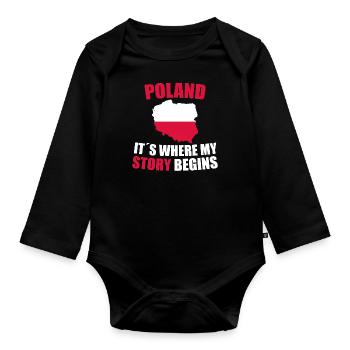 Pologne - Body Bébé bio manches longues - noir - Devant