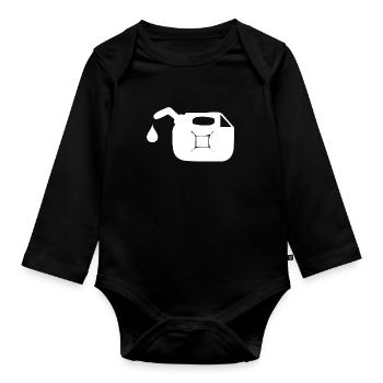 Un bidon d'huile à la station d'essence - Body Bébé bio manches longues - noir - Devant
