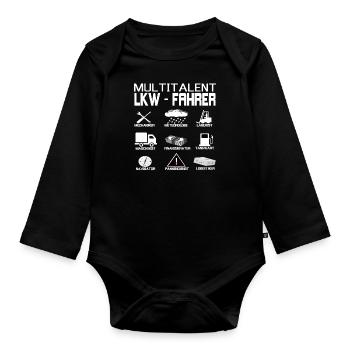 LKW Fahrer - Baby Bio-Langarm-Body - Schwarz - Vorne