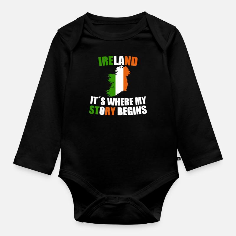 Irland - Baby Bio-Langarm-Body - Schwarz