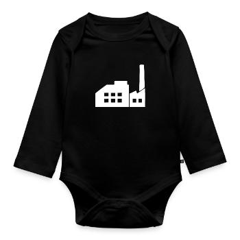 Eine weiße Fabrik im Industriegebiet - Baby Bio-Langarm-Body - Schwarz - Vorne